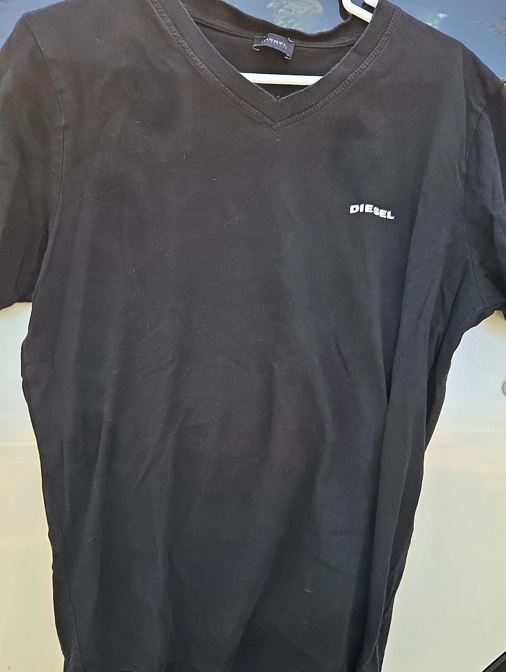 Diesel Short Sleeve V-Neck T-Shirt in Black